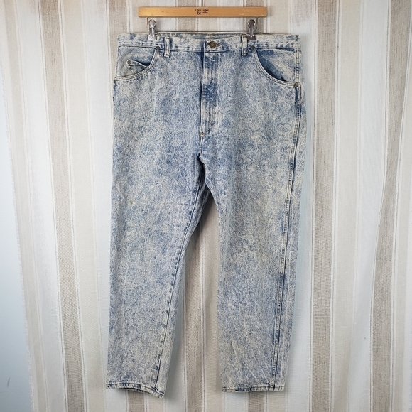 Vintage Wranglers Straight‎ Leg Jeans Stonewashed Blue Size 42x30 - Picture 1 of 12